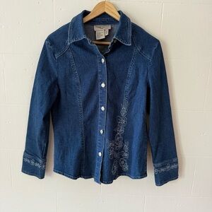 Vintage Embroidered Denim Button-Up Shirt